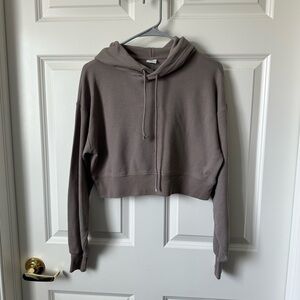 Sunday Best Aritzia Taupe Brown Cropped Waffle Relaxed Hoodie Women’s Size XS